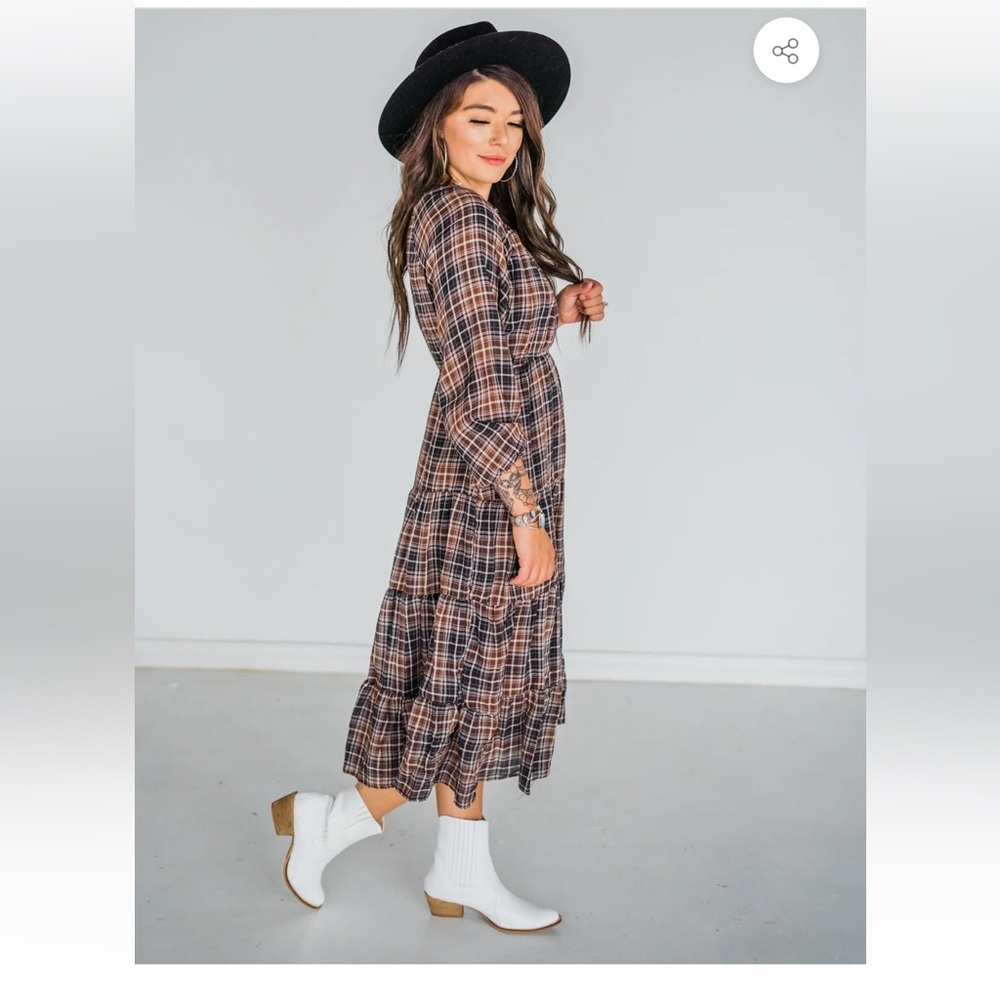 Plaid Long Sleeve Dress